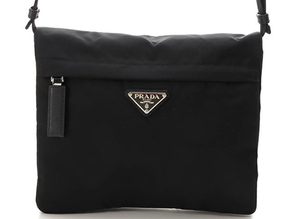 Prada Tessuto Shoulder Bag Black Leather